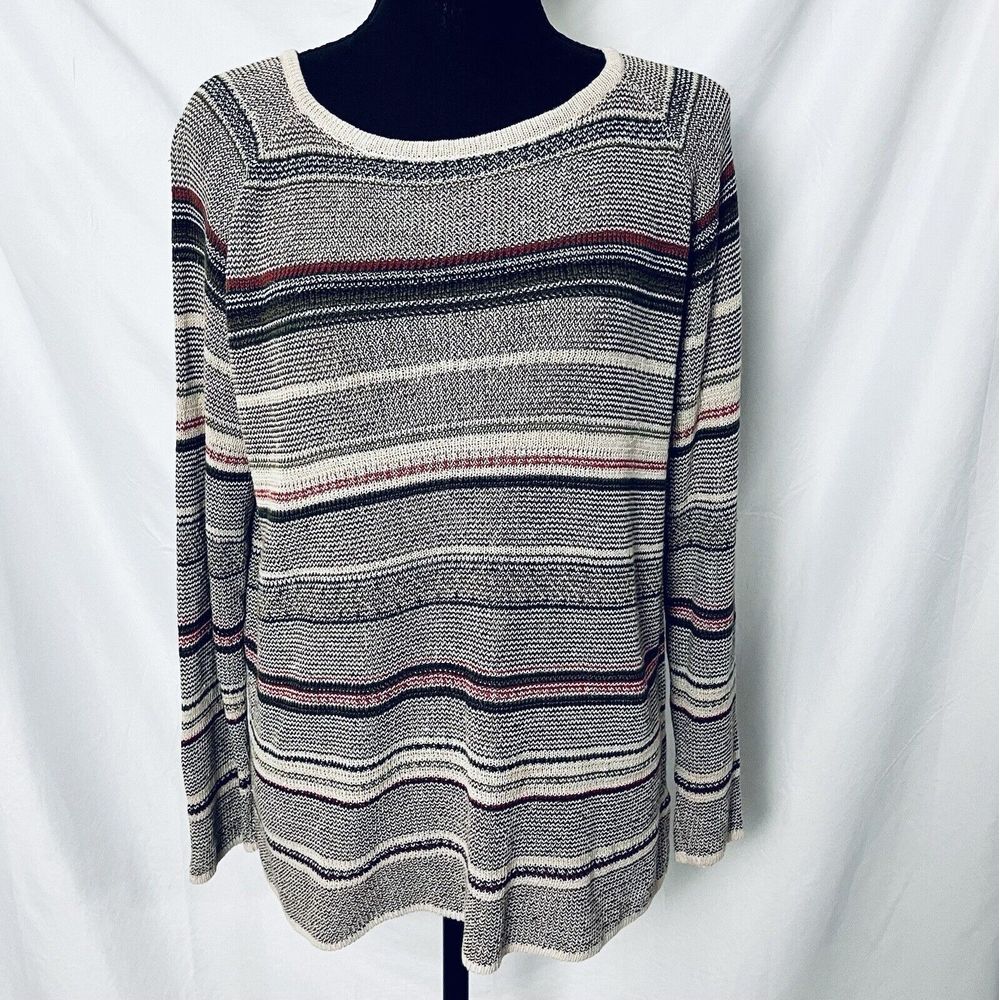 Saks Fifth Ave. Tunic Womens Folio Collection‎ Linen Sweater Blouse Round Neck